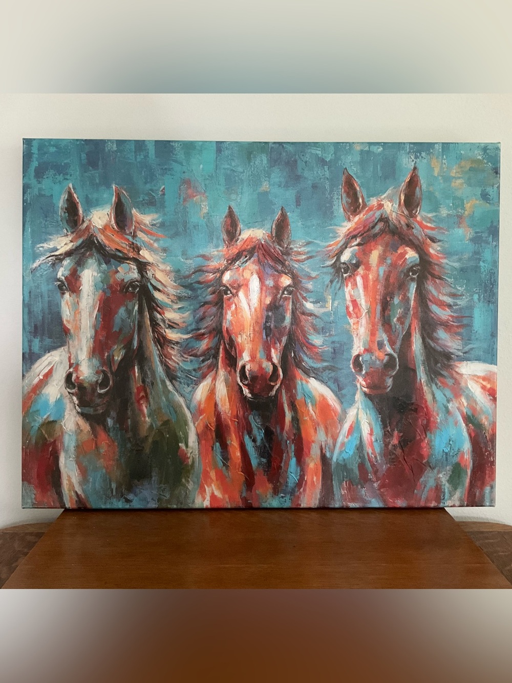 Rainbow Trading Co RA0121 Colorful 3 Horse Canvas Western Wall Art 26x20